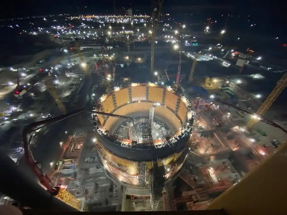 'المحطات النووية' : اكتمال أعمال الصبة الخرسانية للمرحلة الأولى بالمستوى الثاني لوعاء الاحتواء الداخلي بمبنى المفاعل بالوحدة النووية الثانية